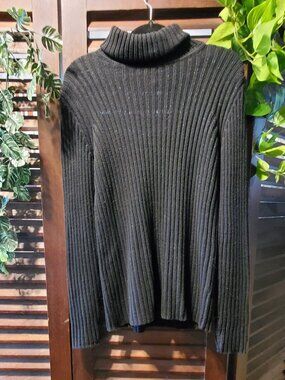 Black Long Sleeve Turtleneck with Sparkle Effect